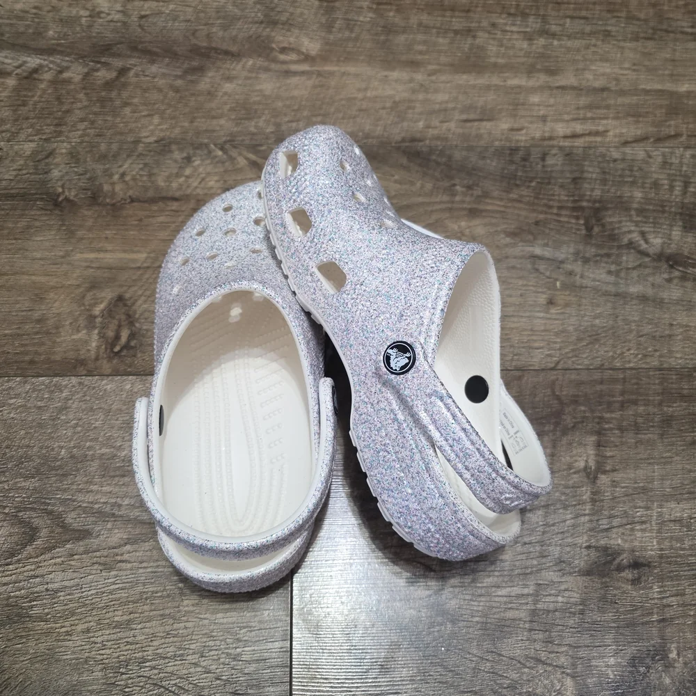 CROCS Kids Sparkly Water Shoes - White and Purple